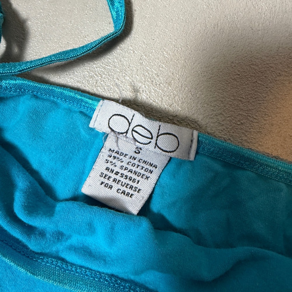 Deb Women Turquoise Blue Cotton Blend Cami Tank Top Small Adjustable Straps Y2K - Picture 4 of 5